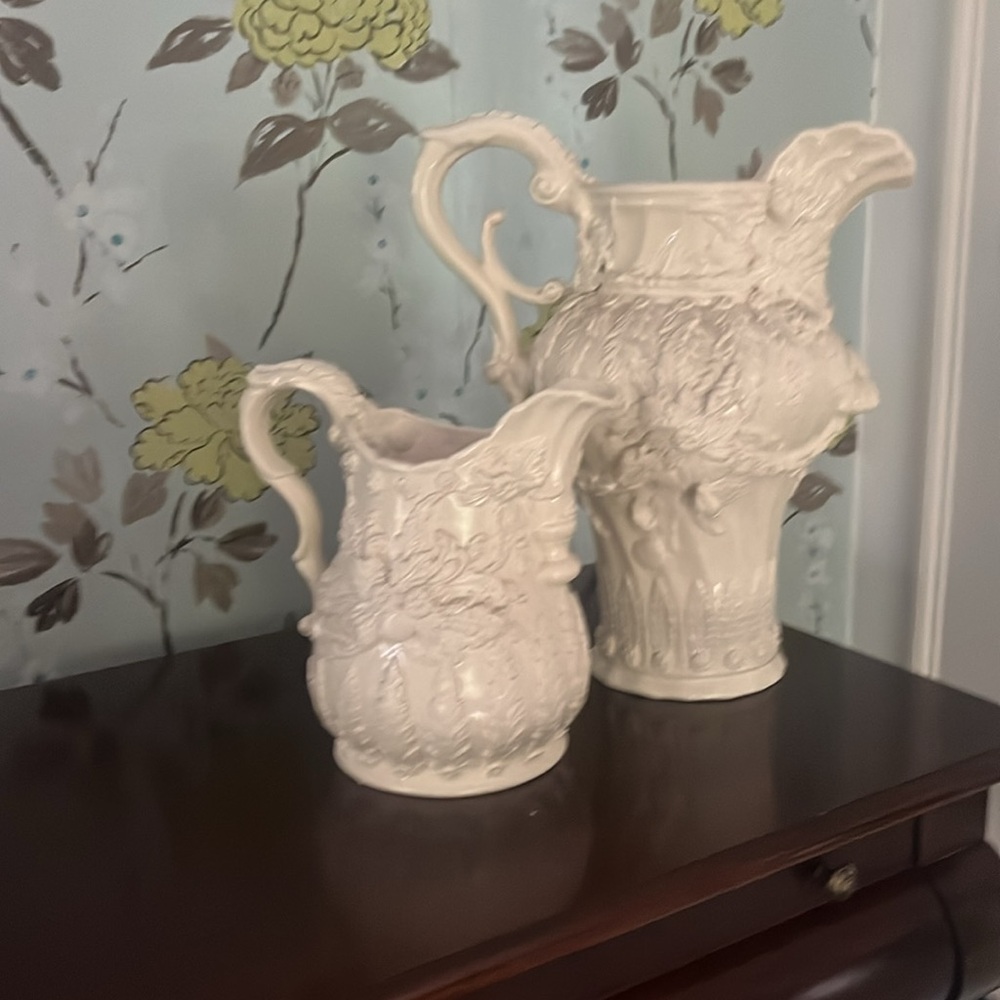 One Large Ivory Decorate Pitcher